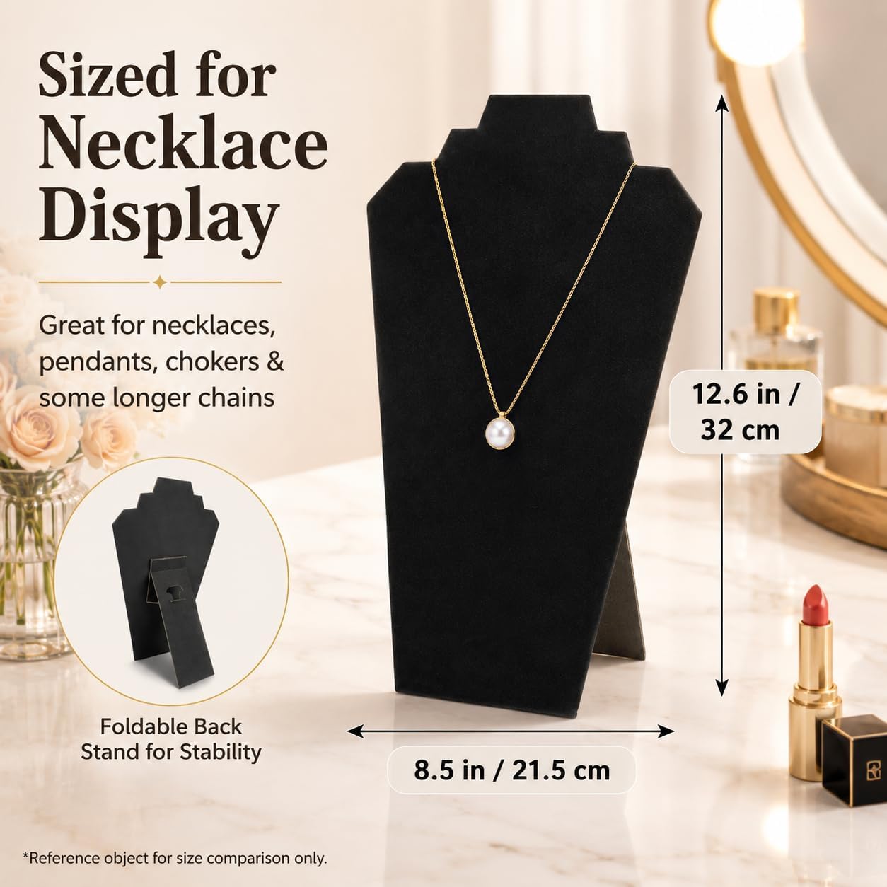 Soporte terciopelo negro para collares y joyas plegable