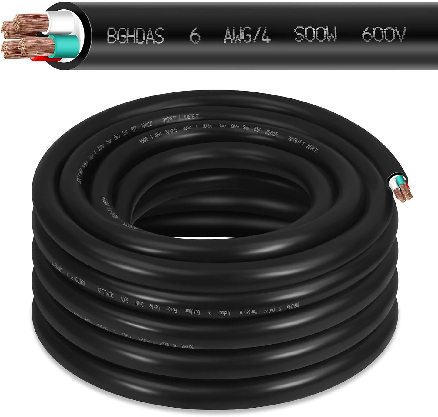 Cable SOOW 25ft 6 AWG 600V para soldador generador luces