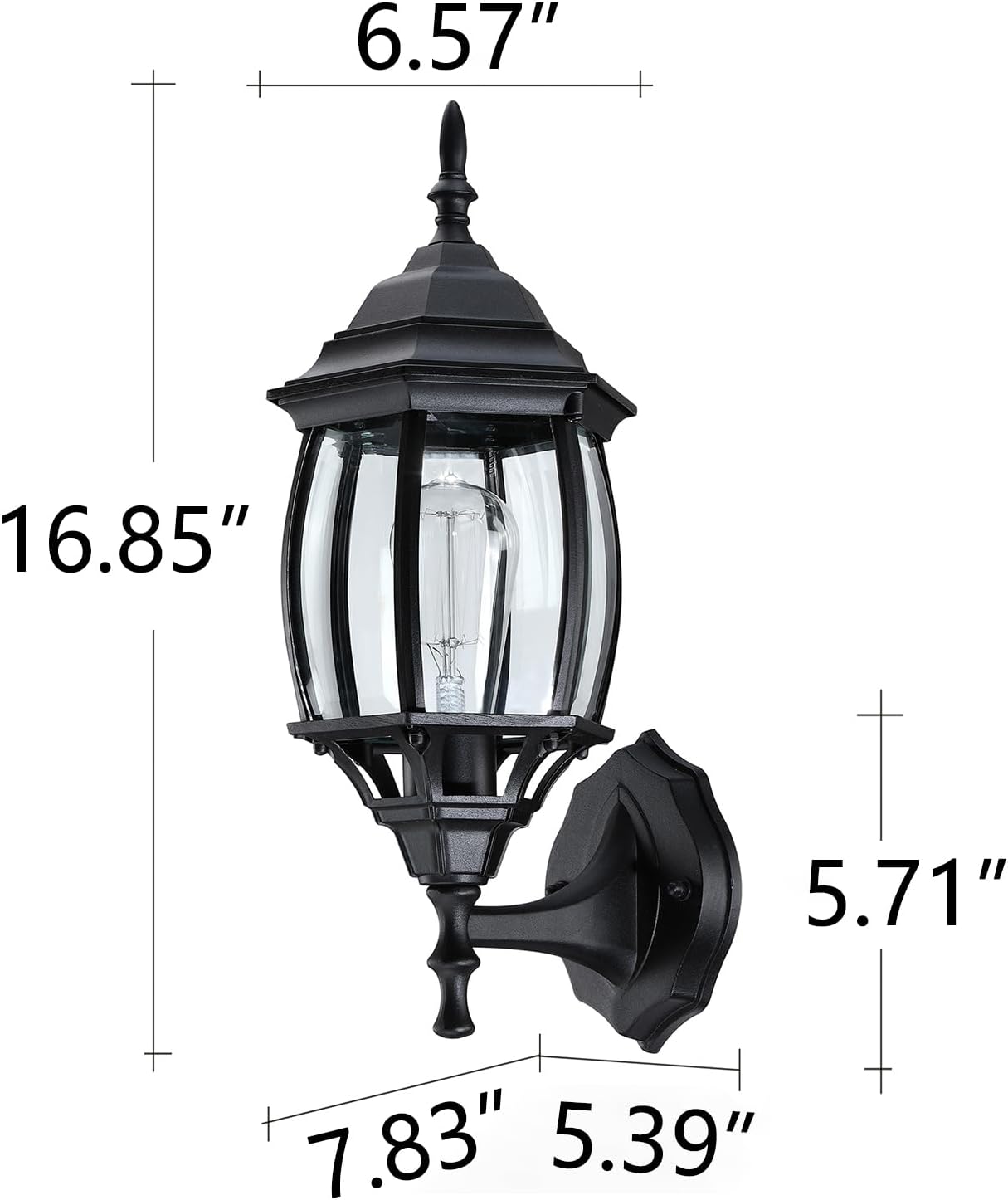 Lámpara exterior 16.8pulg metal vidrio E26 base