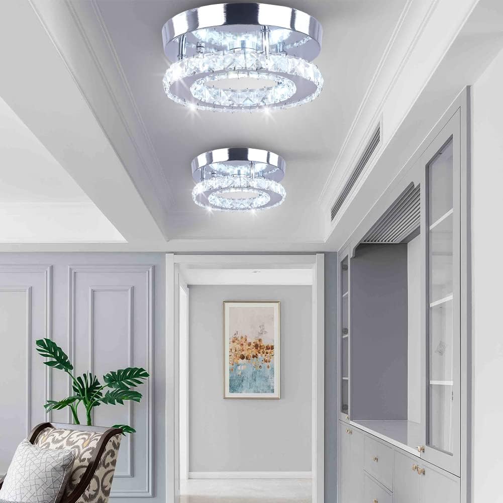 Lámpara techo cristal led semiempotrada redonda blanca