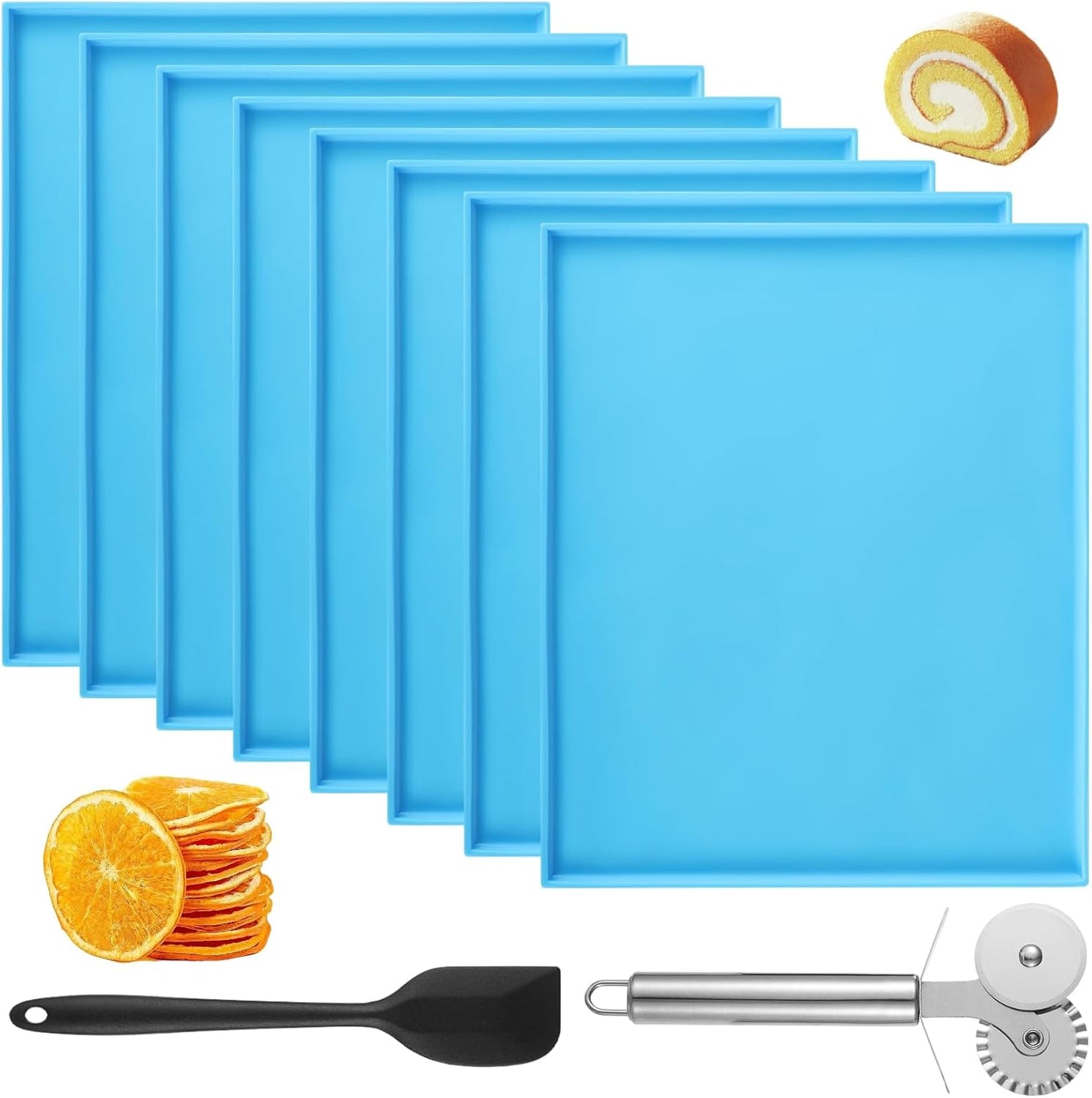 8 bandejas silicona 12x10pulg antiadherente con raspador
