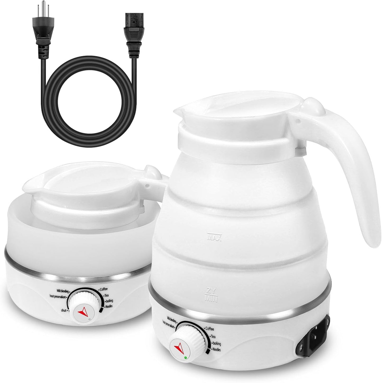 Hervidor eléctrico plegable para té y café 20.3oz blanco