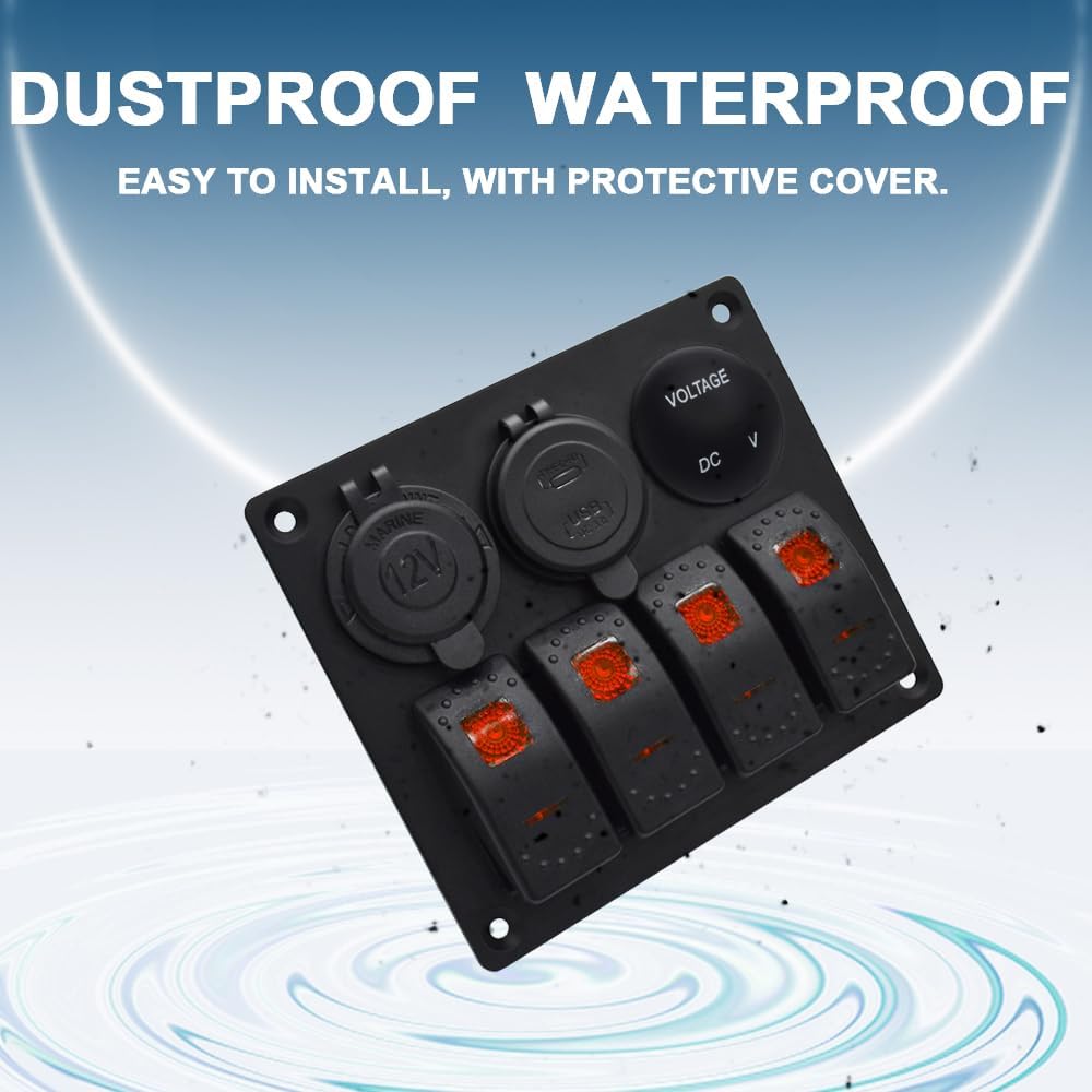 Panel interruptor marino rojo 12V USB QC3.0