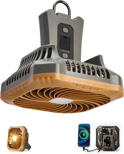 Ventilador camping con linterna LED silencioso 40h recargable