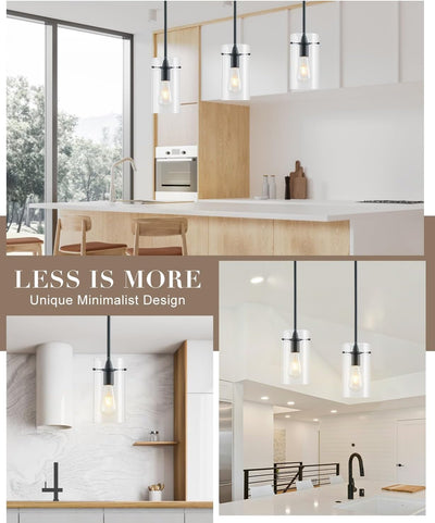 2 Luces Colgantes Isla Cocina Cristal Negro Mate