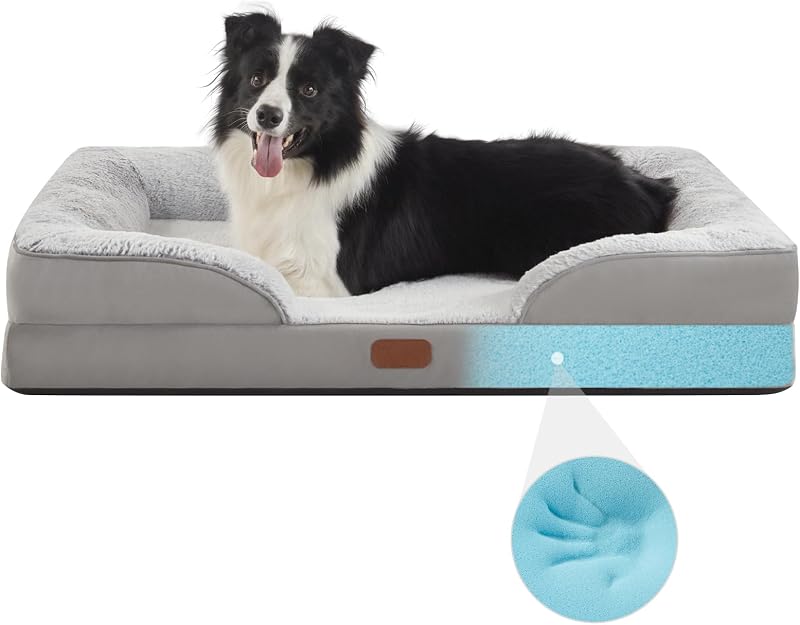 Cama ortopédica perros espuma viscoelástica antideslizante gris