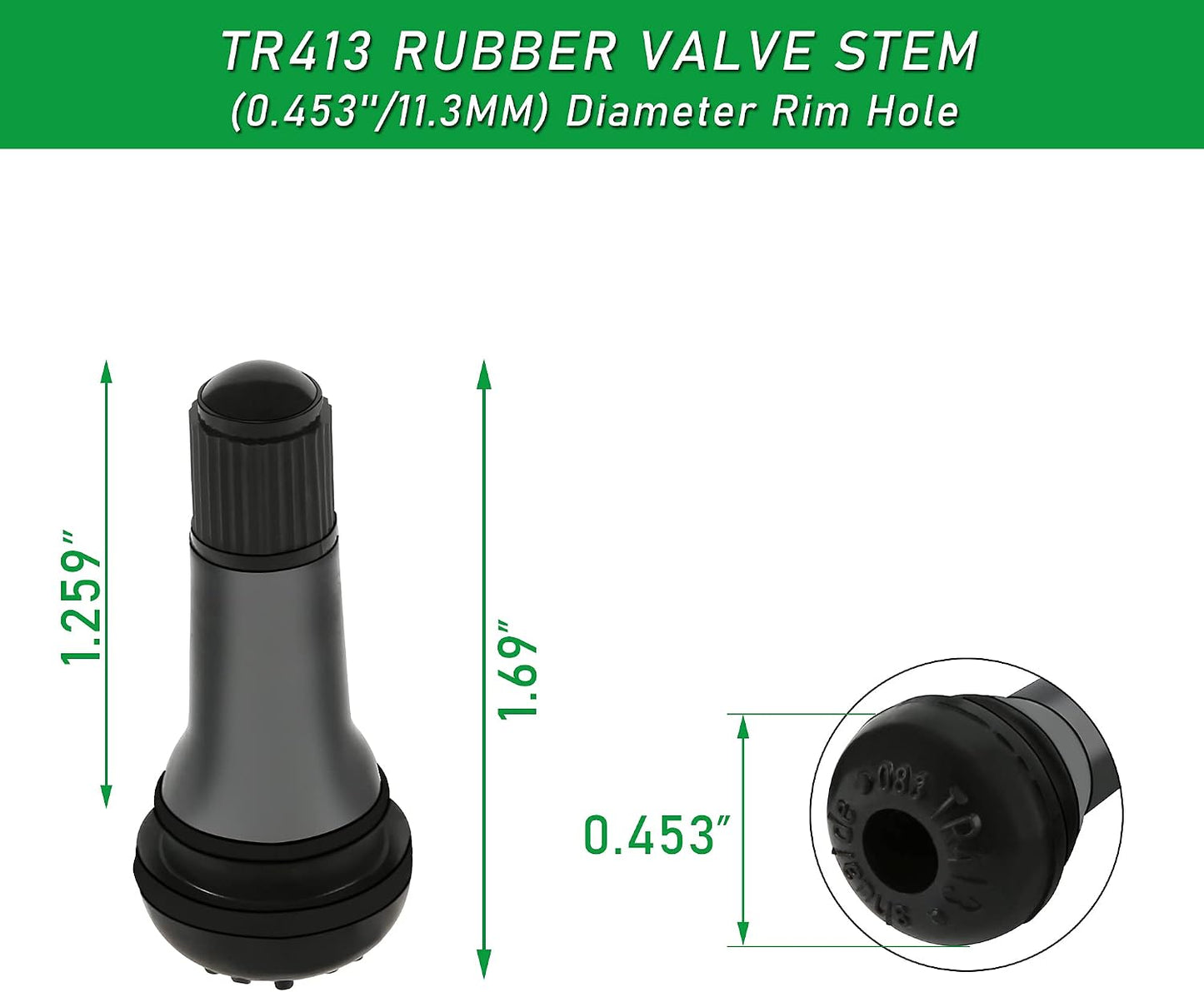 Vástago válvula neumática negro 0.453" para llanta