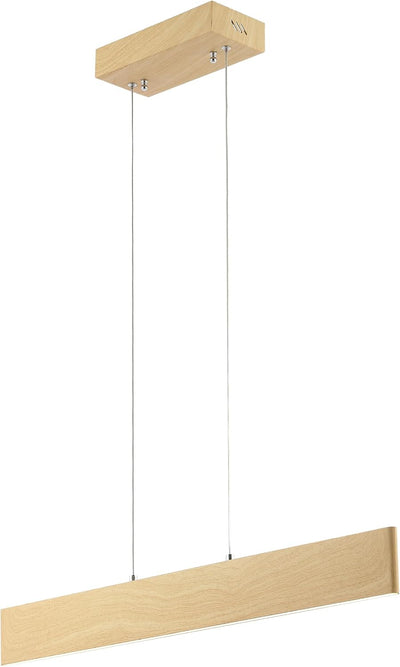 Colgante lineal madera claro 32pulg luz LED cocina