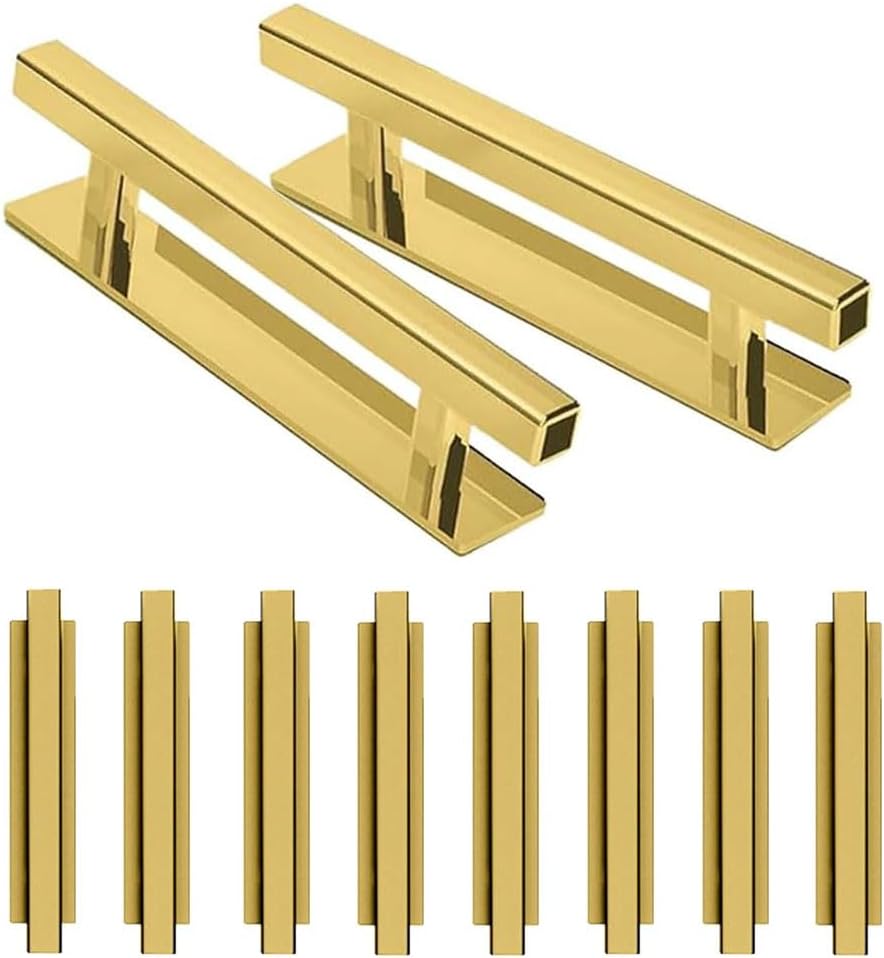 10 Tiradores Autoadhesivos Plástico ABS para Cajones Dorado