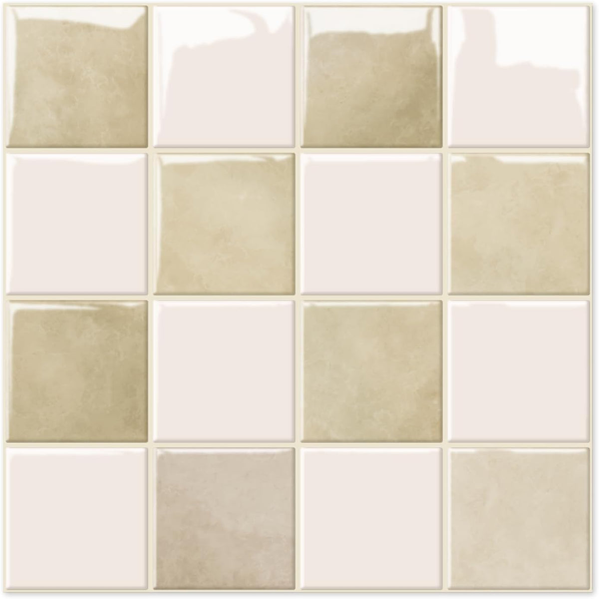10 Pzas Azulejos Autoadhesivos Cocina Baño 12x12pulg Beige
