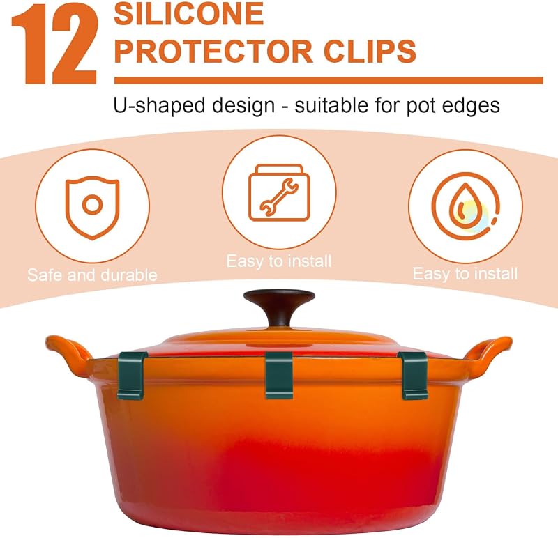 12 Pzas Clips Protectores Tapa Horno Holandés Silicona