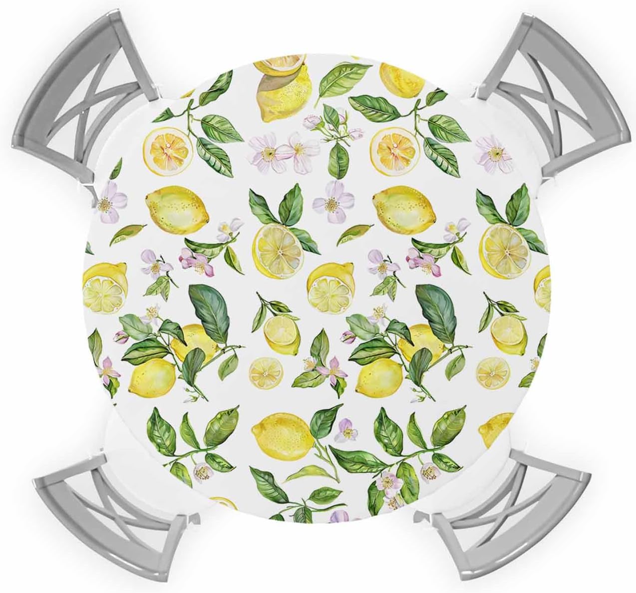 Mantel redondo amarillo ajustable impermeable flores