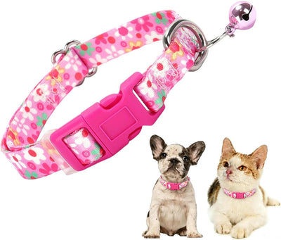 Collar perros gatos XXS/XS con campanilla rosa suave