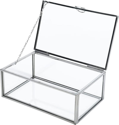 Caja vidrio vintage con tapa para joyas y baratijas