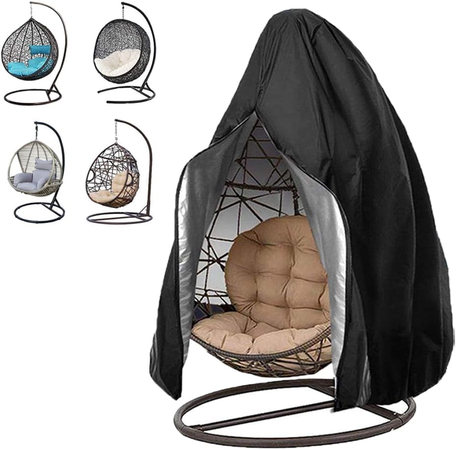 Funda silla huevo patio impermeable mimbre 75x45pulg negro