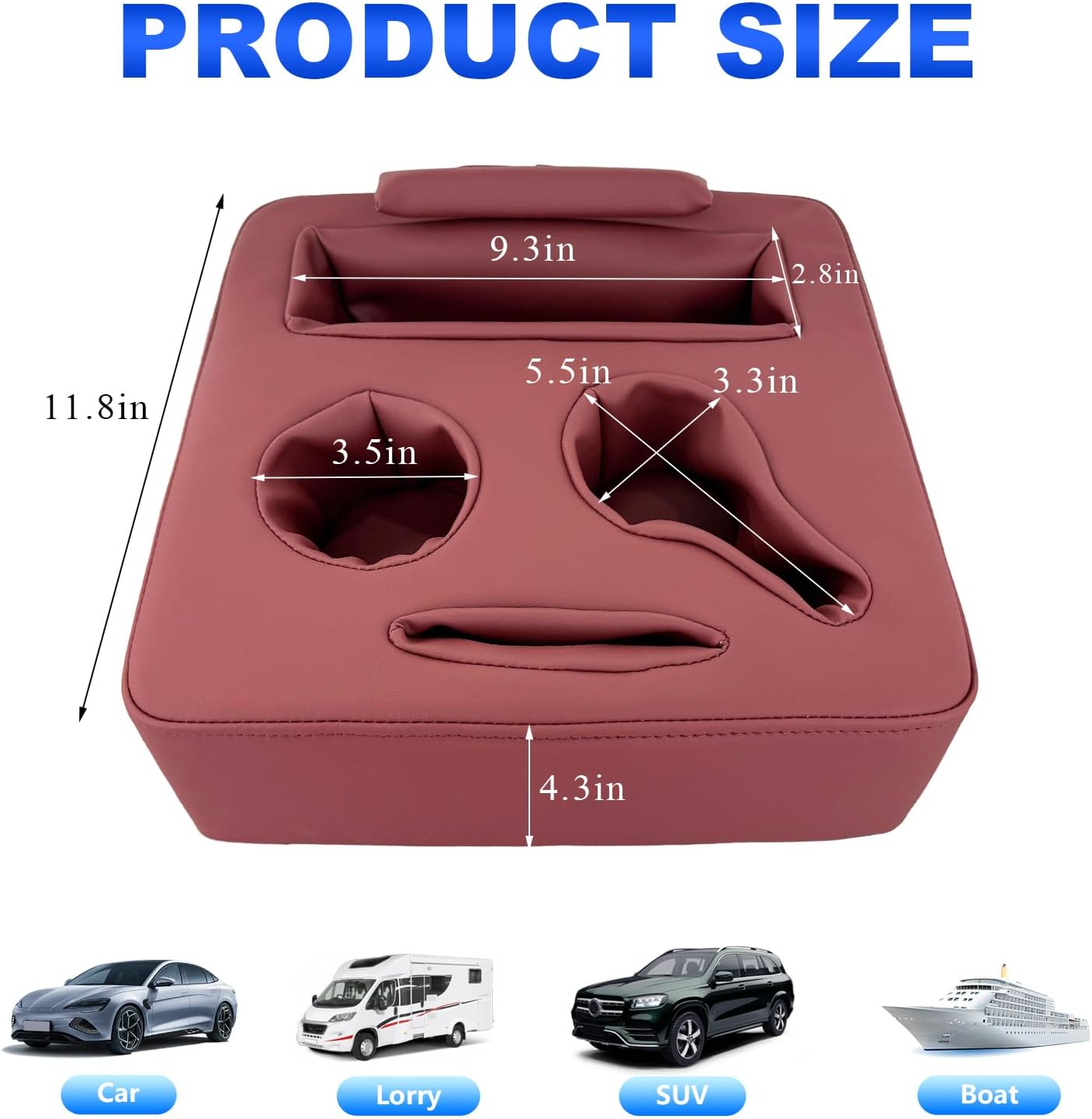 Organiz. asiento trasero coche cuero impermeable rojo vino