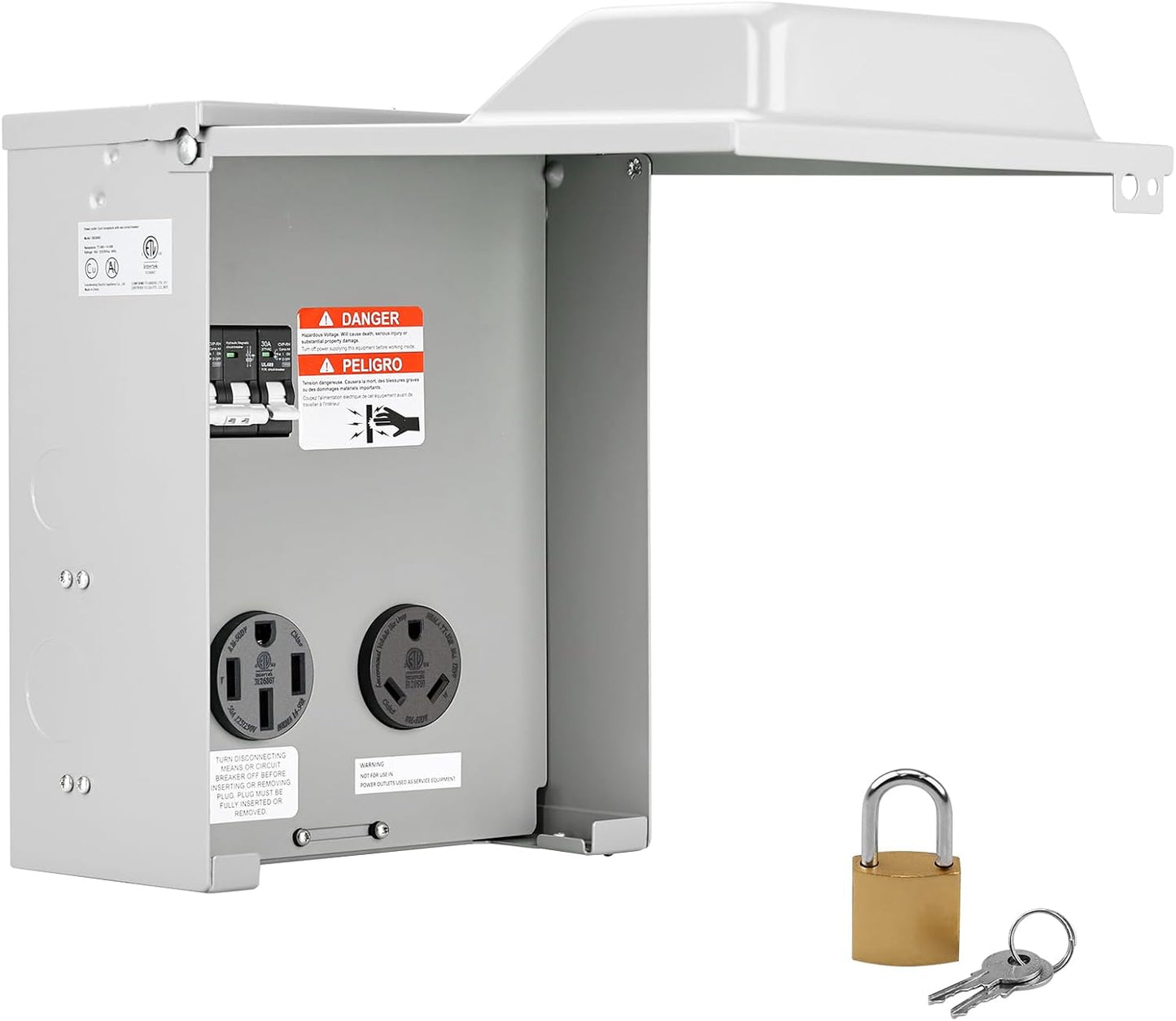 Panel toma corriente RV con disyuntor 30-50A certificado ETL