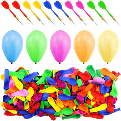 500 Globos Látex 6pulg 10 Dardos Plástico Juegos Aire Libre