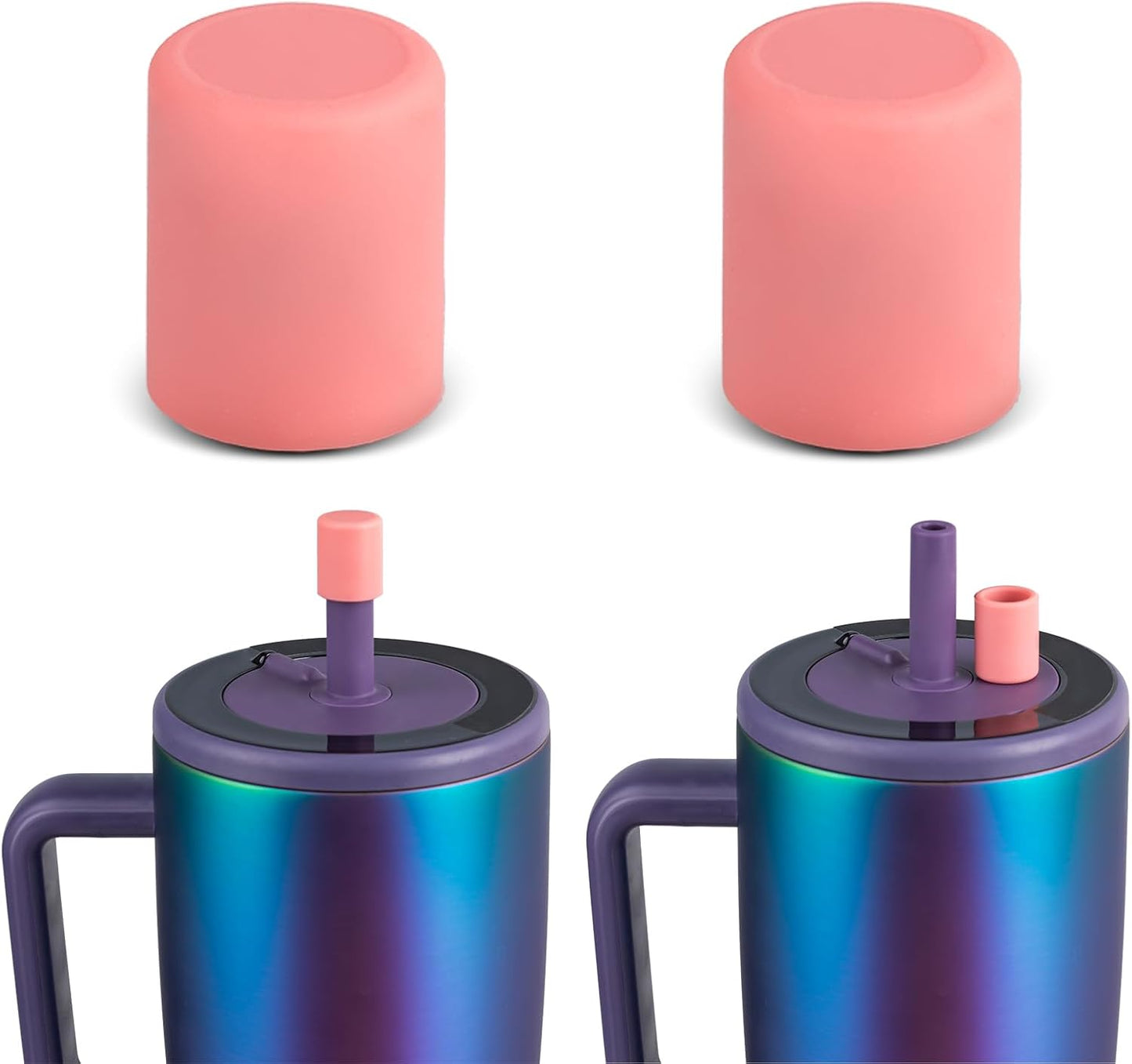 2 Tapas Magnéticas con Popote Silicona Comp BrüMate Resa Rosa