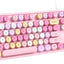 Teclado USB oficina 104 teclas con numérico soporte plegable rosa
