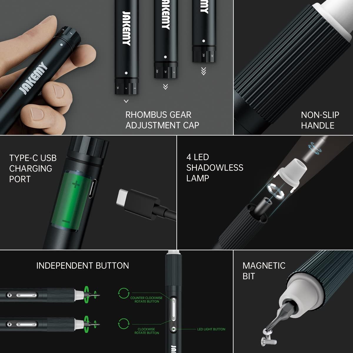 Destornillador eléctrico inalámbrico USB con bits Torx