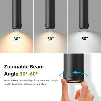 Lámpara colgante LED negra ajustable 3CCT 12W 11.8pulg set 3