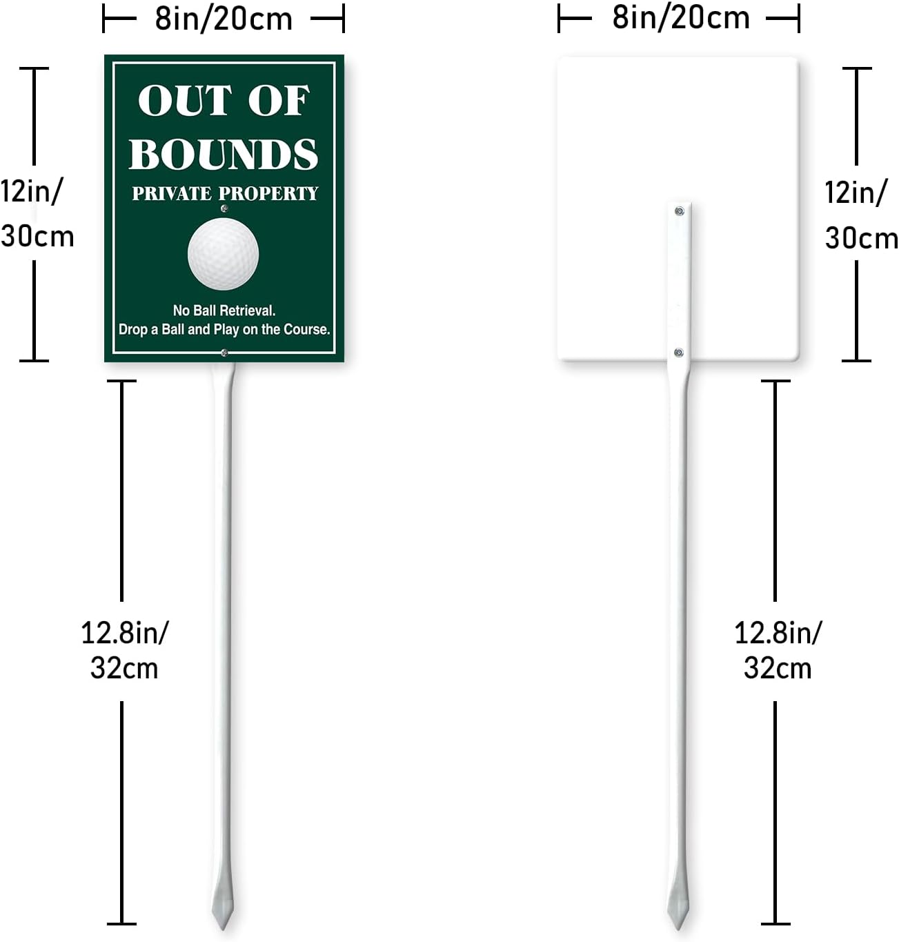 Letrero golf aluminio 8x12" verde impermeable con estaca