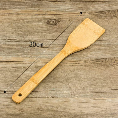Juego utensilios cocina madera/bambú espátula plana 12