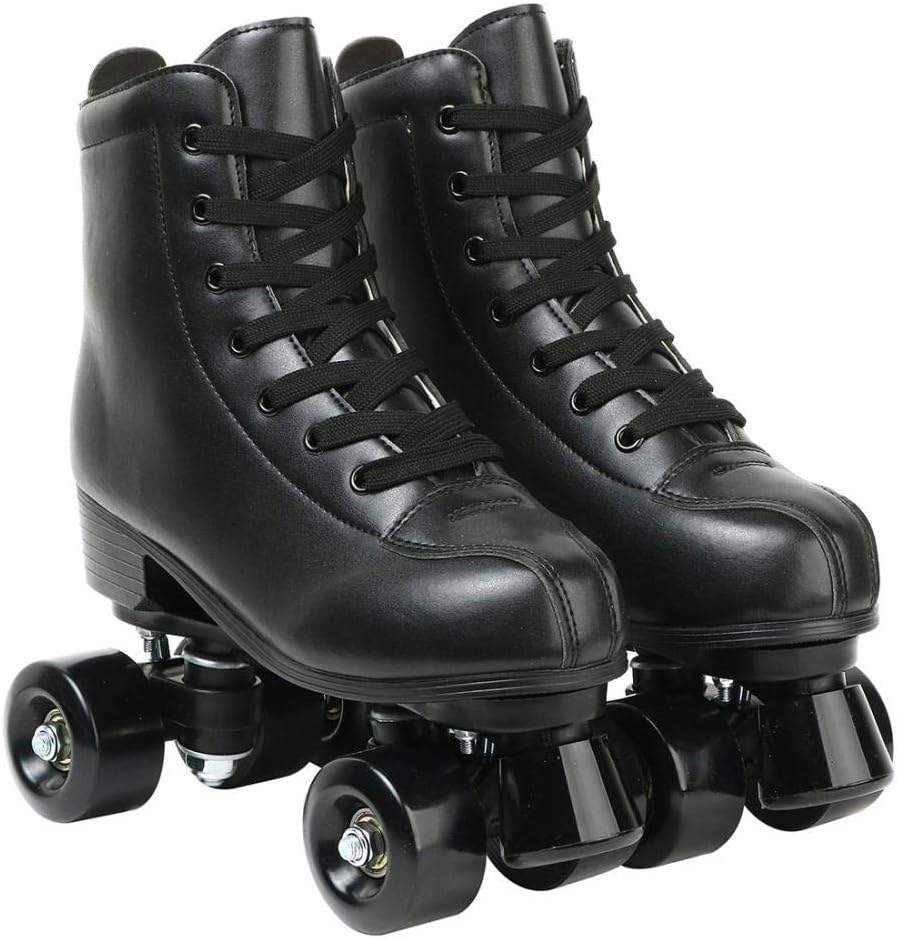 Patines Cuero Caña Alta Ajustables Doble Fila para Adultos