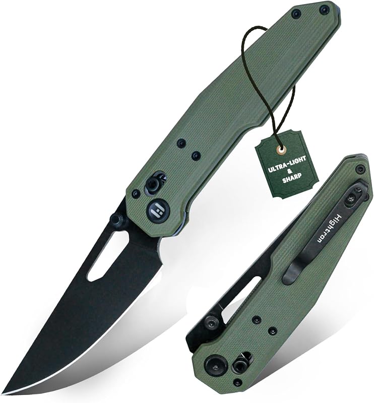 Cuchillo plegable 3.6pulg acero 14C28N PVD negro mango G10