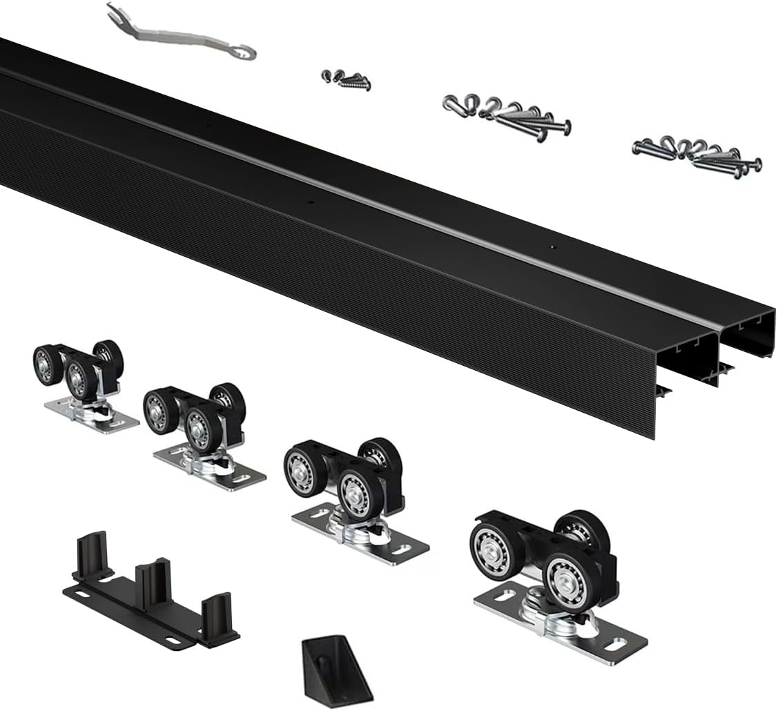 Herrajes rieles puertas corredizas bypass 5ft aluminio suave