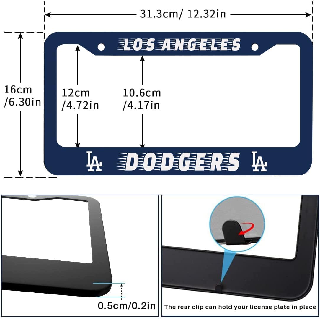 2 Marcos Matrícula Acero Inox Dodgers Diseño para Auto