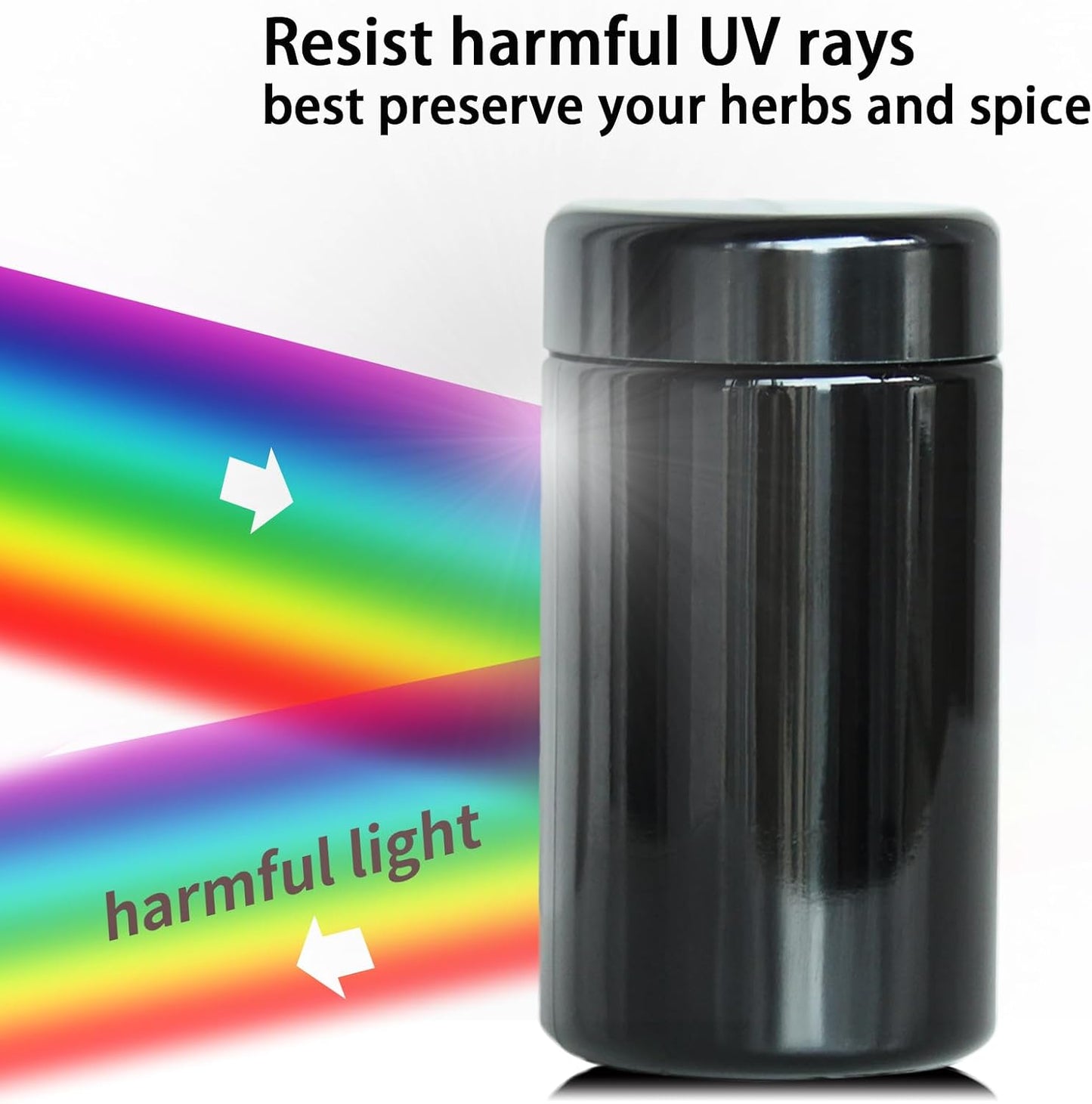 Tarro vidrio hermético 150ml negro para café y especias
