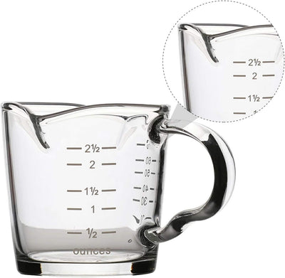 Vaso medidor vidrio 2.4oz con asa para bar fiesta vino coctel