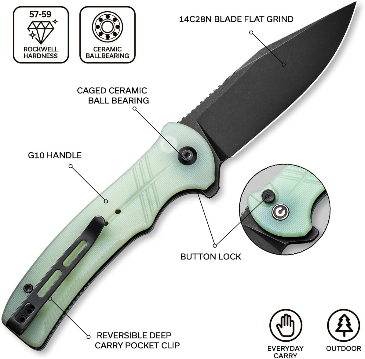 Cuchillo bolsillo bloqueo botón hoja 14c28n g10
