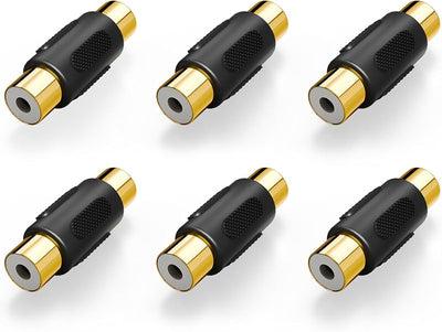 6 Pzas Acopladores RCA Hembra Chapados Oro