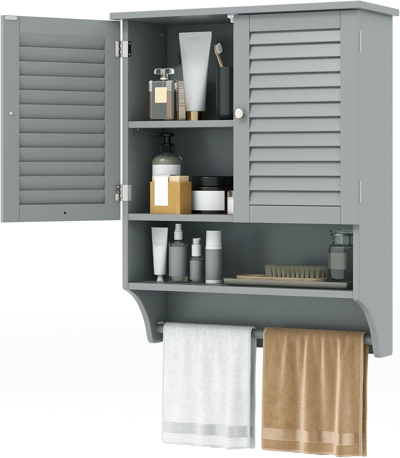 Armario baño pared estante ajustable botiquín gris