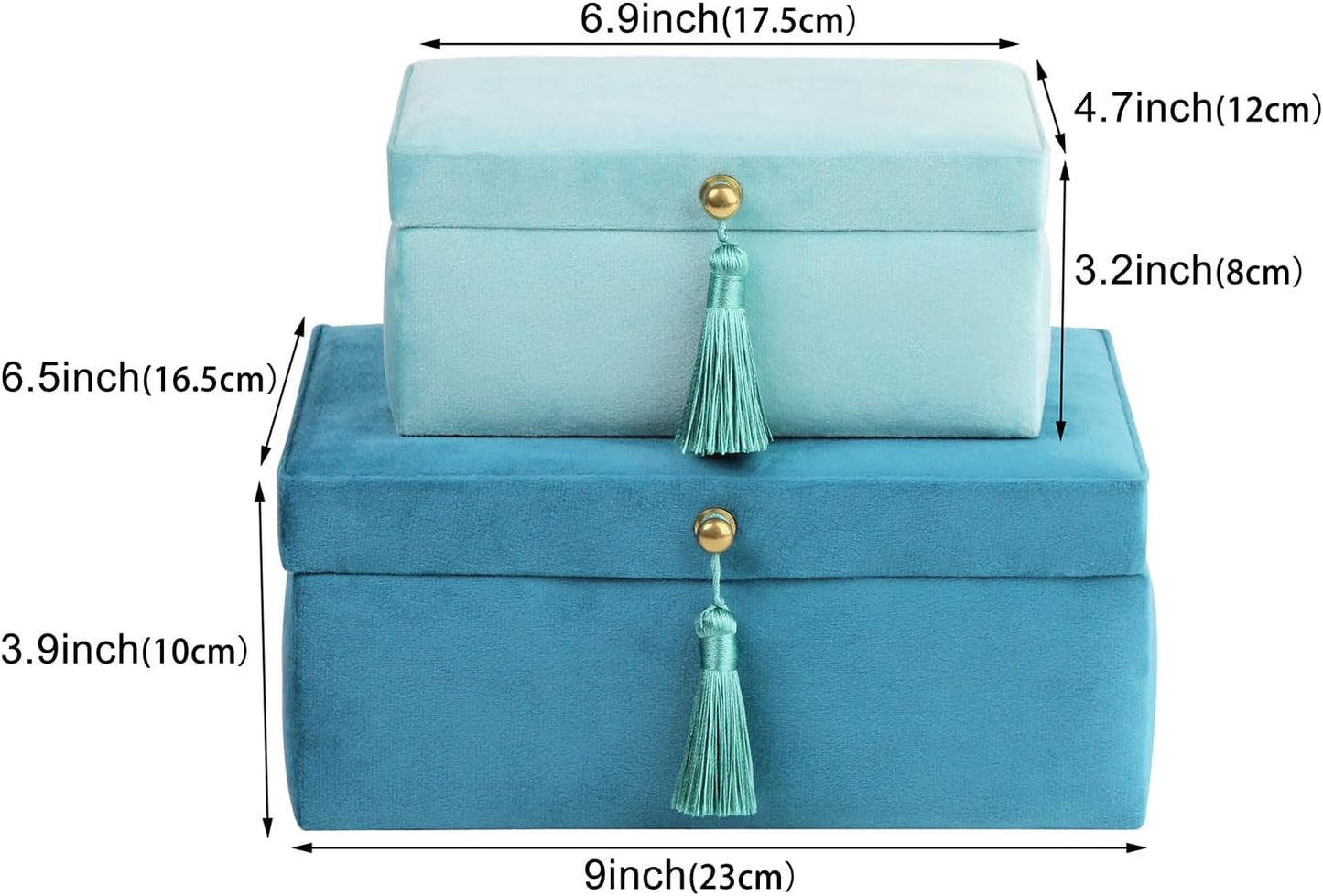 Caja terciopelo joyería 2 Pzas con asa elegante azul