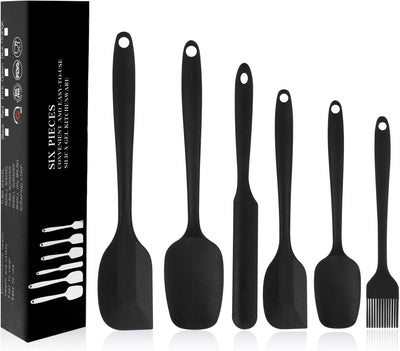 Set 6 Espátulas Silicona Antiadherentes para Hornear Negro