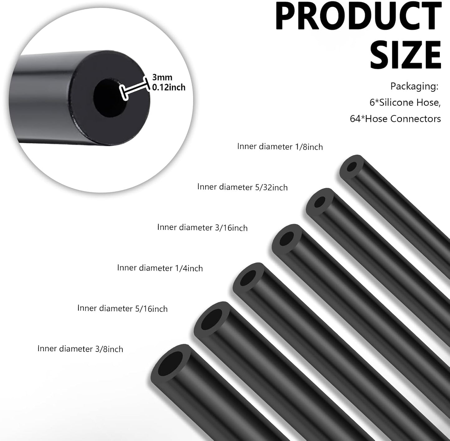 Kit manguera vacío silicona 5ft 64 conectores 1/8-3/8