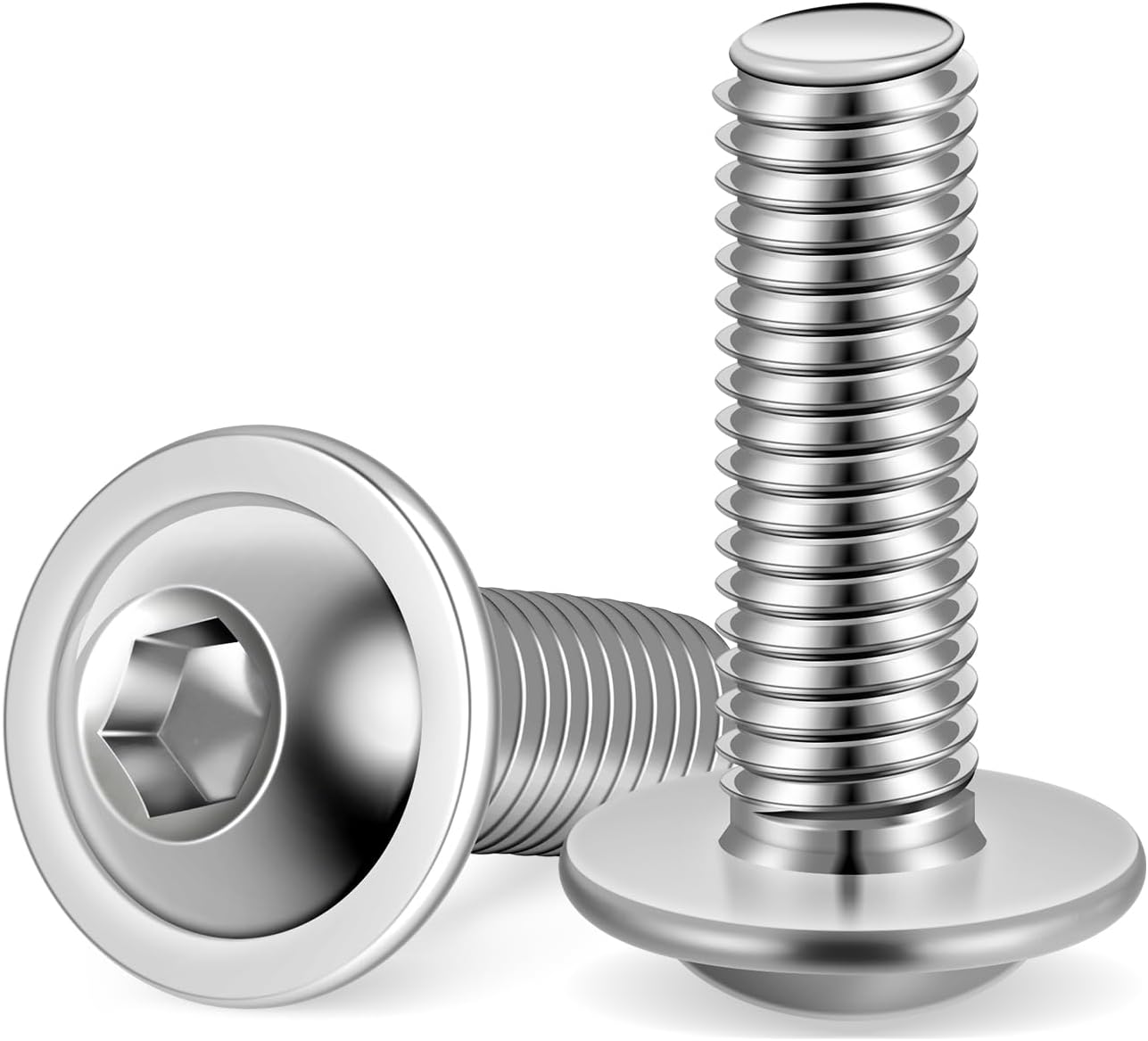 Tornillos cabeza botón M6 acero inox 18-8 brillante set 25