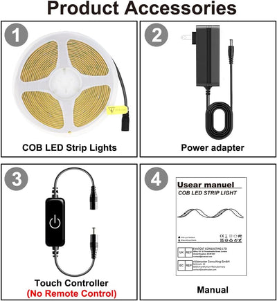 Tira LED 9.84pies 24V regulable tacto 3000K interior