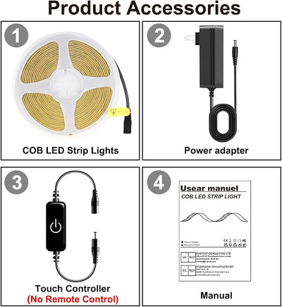 Tira LED 9.84pies 24V regulable tacto 3000K interior