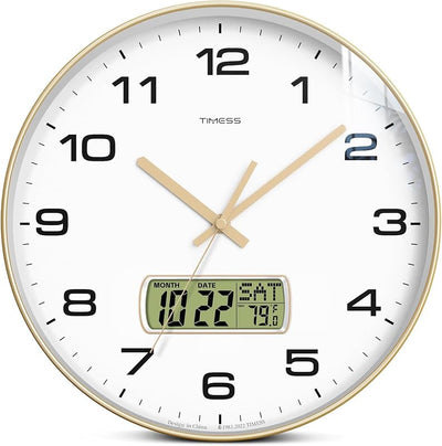 Reloj pared 13pulg analógico LCD calendario temperatura