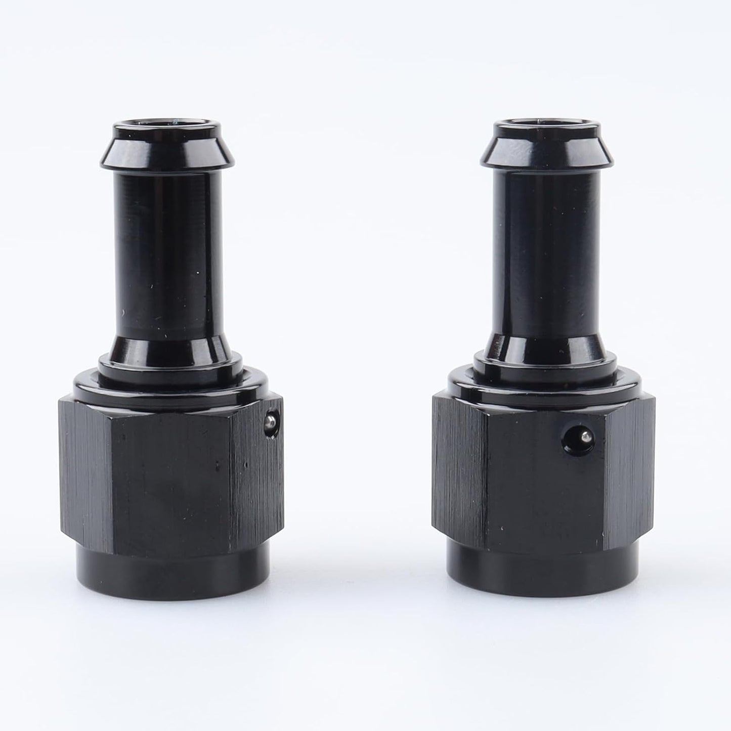 6AN Hembra 3/8 Barb Giro Tubo Aluminio Negro Pack 2