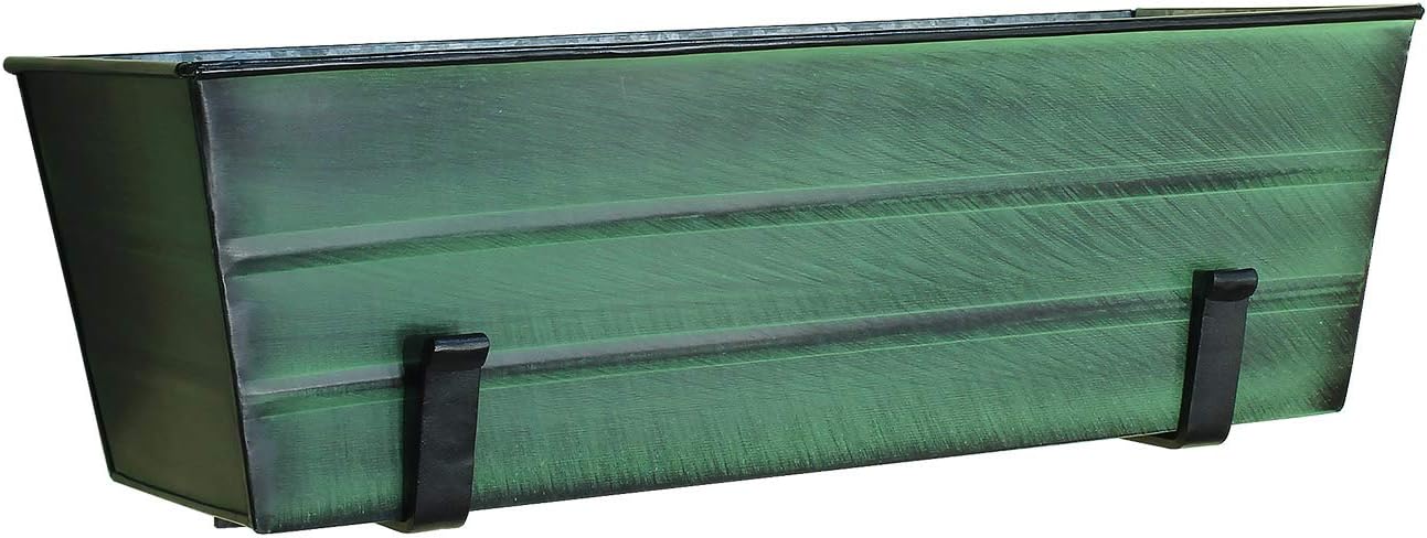 Caja flores verde mediana con soportes pared