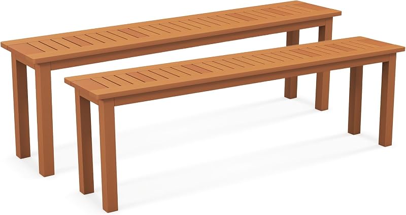 Banco madera exterior set 2 de 59" sin respaldo teca
