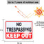 Señal No Trespassing aluminio 10x14" pack 2