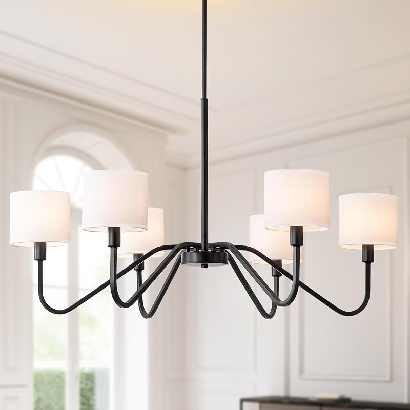 Candelabro negro 6 luces 39" cocina comedor