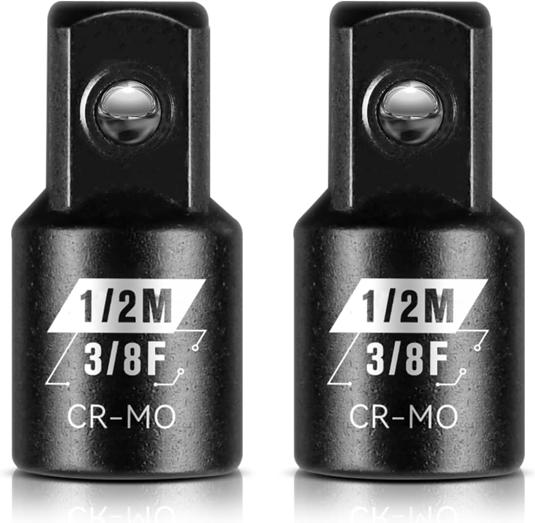 Juego 2 adaptadores enchufe 3/8F a 1/2M acero Cr-Mo